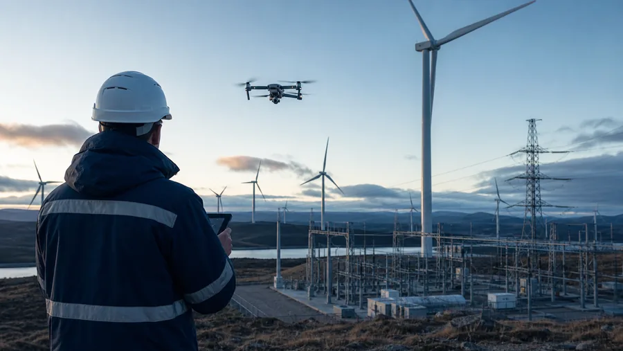 Drone inspection at a wind facility