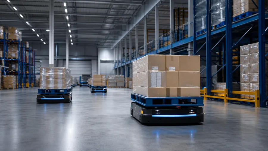 Autonomous mobile robots in a modern warehouse