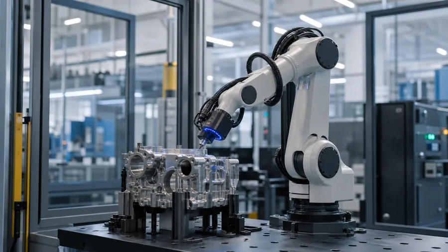 Robotic precision inspection in an advanced manufacturing cell